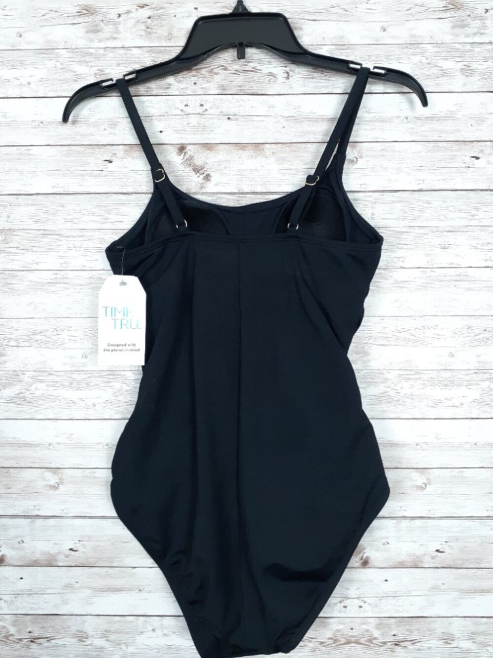 Time and Tru Womens One Piece Swimsuit S (4-6) Full Coverage Adj Straps 880A - Picture 3 of 7